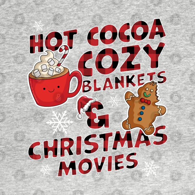 Hot Cocoa Cozy Blankets and Christmas Movies Xmas Buffalo Plaid by OrangeMonkeyArt